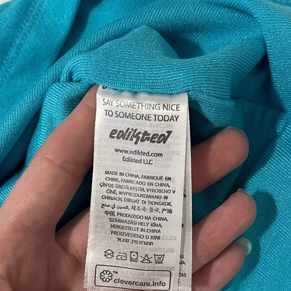 Edikted Turquoise Wilma Cutout Bodycon Mini Dress Size Large - Picture 6 of 7